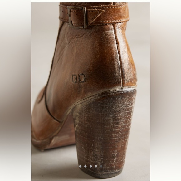Bed Stu Glaye Brown Tan Leather Booties Size 7 Distressed Side Zip Heeled Boots - Picture 5 of 14